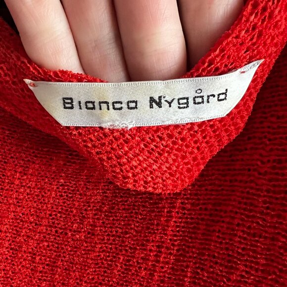 Vintage Knit Fringe Micro Mini Dress Tunic Top Poncho Swim Cover Up Boho 90s Y2K - Picture 5 of 7